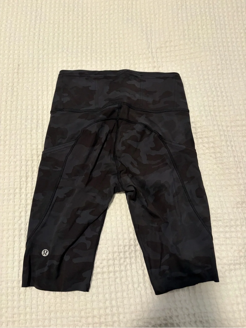 Lululemon Women’s Black Camo High-Waist Bike Shorts and top set